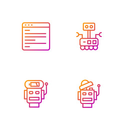 set line robot low battery charge computer api vector image