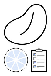 abstract kidney shape with checklist and pie chart vector image