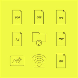 Files and folders linear icon set simple outline vector