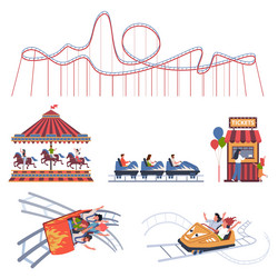 roller coaster amusement park elements happy vector