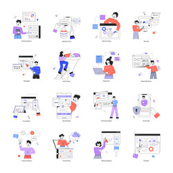 collection of web programming linear mini vector image