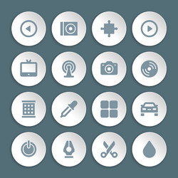 flat icons set paper and shadow effect vector image