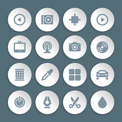 flat icons set paper and shadow effect vector