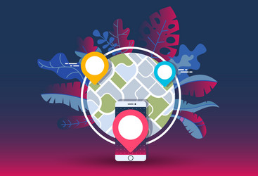 gps navigator mock up with map on gradient vector image