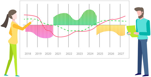 presenters show statistical indicators and data vector image