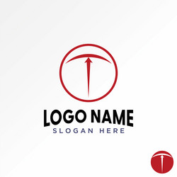 initial t font badge swoosh fast up arrow circle vector image