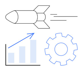 rocket symbolizing progress with a rising graph vector image