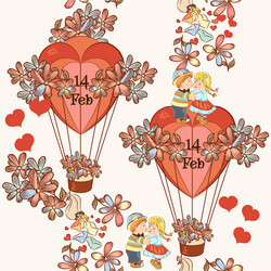 seamless wallpaper pattern hearts and air balloons Vector Image