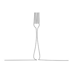 Continuous one line drawing plate khife and fork Vector Image