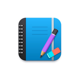 Notebook with pencil and eraser 3d design element vector