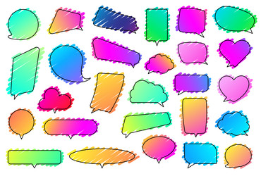 Set of colorful gradient strokes speech bubbles vector