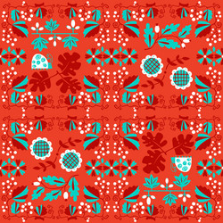 floral seamless pattern with ladybird and vine vector