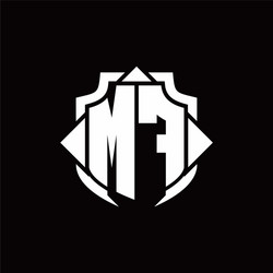 mf logo monogram with shield line and 3 arrows vector image