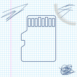 Micro sd memory card line sketch icon isolated vector