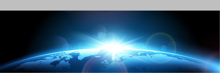 Rising sun over the earth planet space concept Vector Image