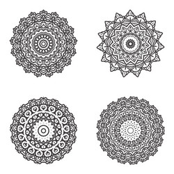 Set bundle black and white mandala element Vector Image