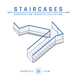 staircases with handrails in flat style vector