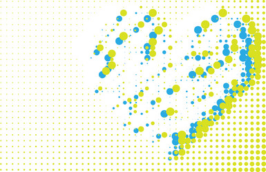 two color halftone heart from circle and dots vector image