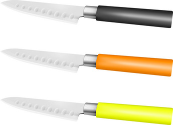 Chef knife with handle in different color vector