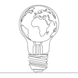continuous line drawing world inside lamp vector image