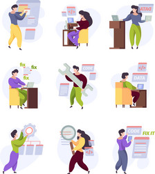 qa website quality bugs testing and fixing vector image
