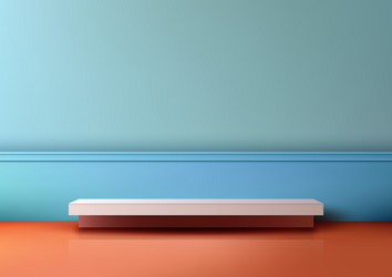 3d simple white shelf on a red floor in front vector image