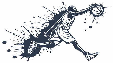 dynamic basketball player with abstract ink vector image