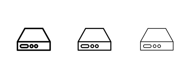 hard disk icons in three different stroke lines vector image