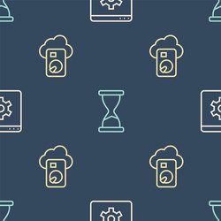 set line browser setting cloud database and old vector image
