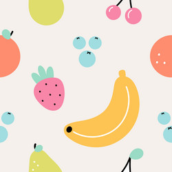 Seamless pattern with different fruits and berries vector