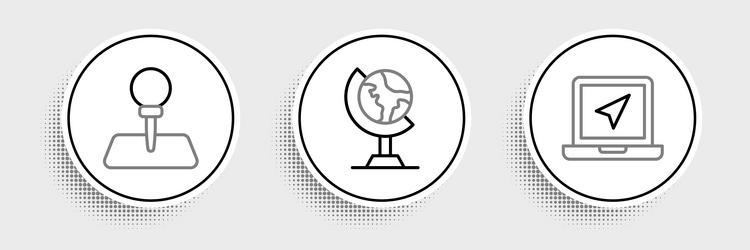 set line laptop with location marker push pin vector image
