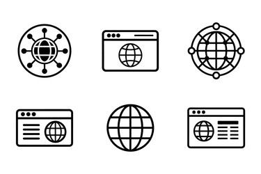 browser icon bundle set in style vector image