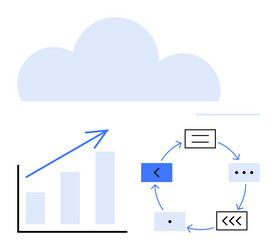 cloud computing with data flow and growth vector image