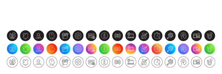 instruction info idea head and execute line icons vector image