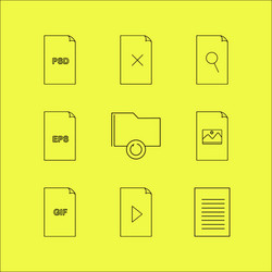 files and folders linear icon set simple outline vector image