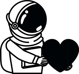 Astronaut with spacesuit and heart in white vector