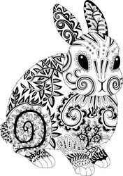 High detail patterned rabbit in entangle style vector