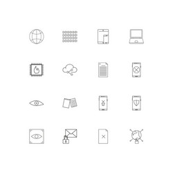 internet technologies linear thin icons set vector image