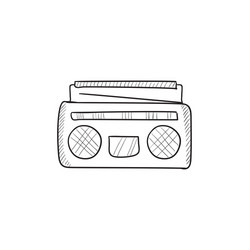 Radio cassette player sketch icon vector