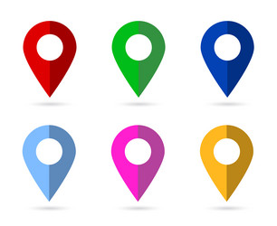 simple set 6 map pointer with soft shadow flat vector image
