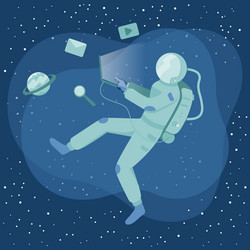 Astronaut browsing in spaces vector