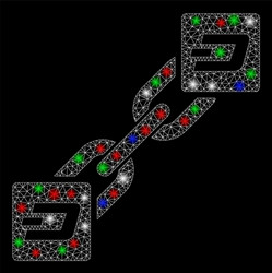 bright mesh carcass dash blockchain with light vector image