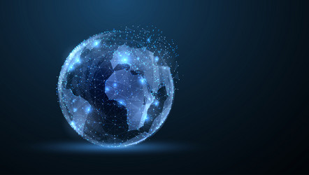 globe polygonal wireframe mesh icon with crumbled vector image