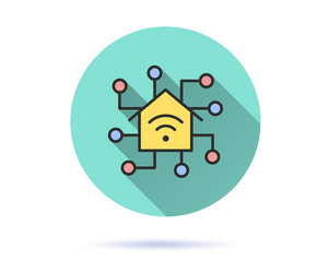 iot icon with long shadow for graphic and web vector image