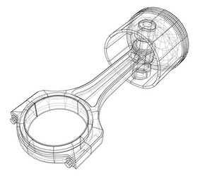 sketch of piston rendering 3d vector image