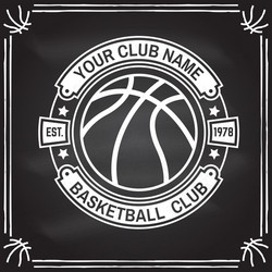 Basketball Club Badge - Chalkboard Style Vector Image
