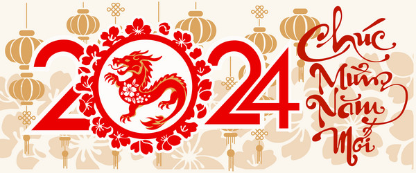 Happy lunar new year 2024 vector