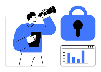 business concept with data analysis security vector image