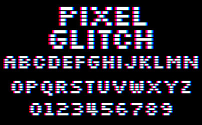 Glitch 8-Bit Pixel Font - Latin Letters & Numbers vector image