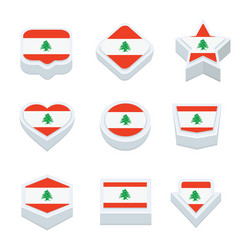 lebanon flags icons and button set nine styles vector